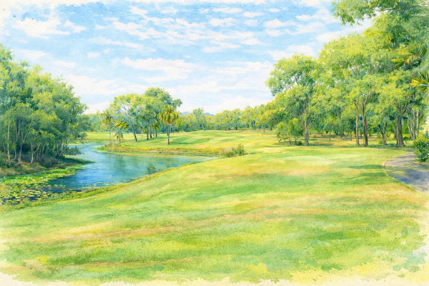 Finished watercolour artwork of the same scene