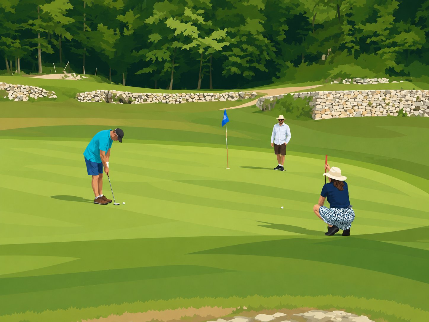 Modern poster artwork of the mountain landscape at Golf du Lac d'Annecy