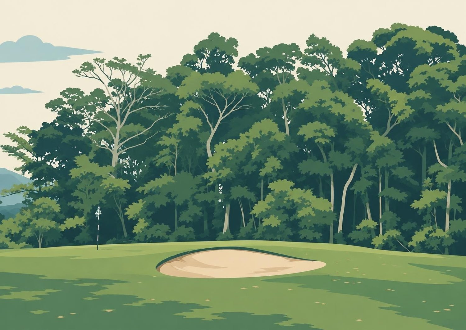 Modern illustration artwork of a bunker beneath the rainforest at Mossman