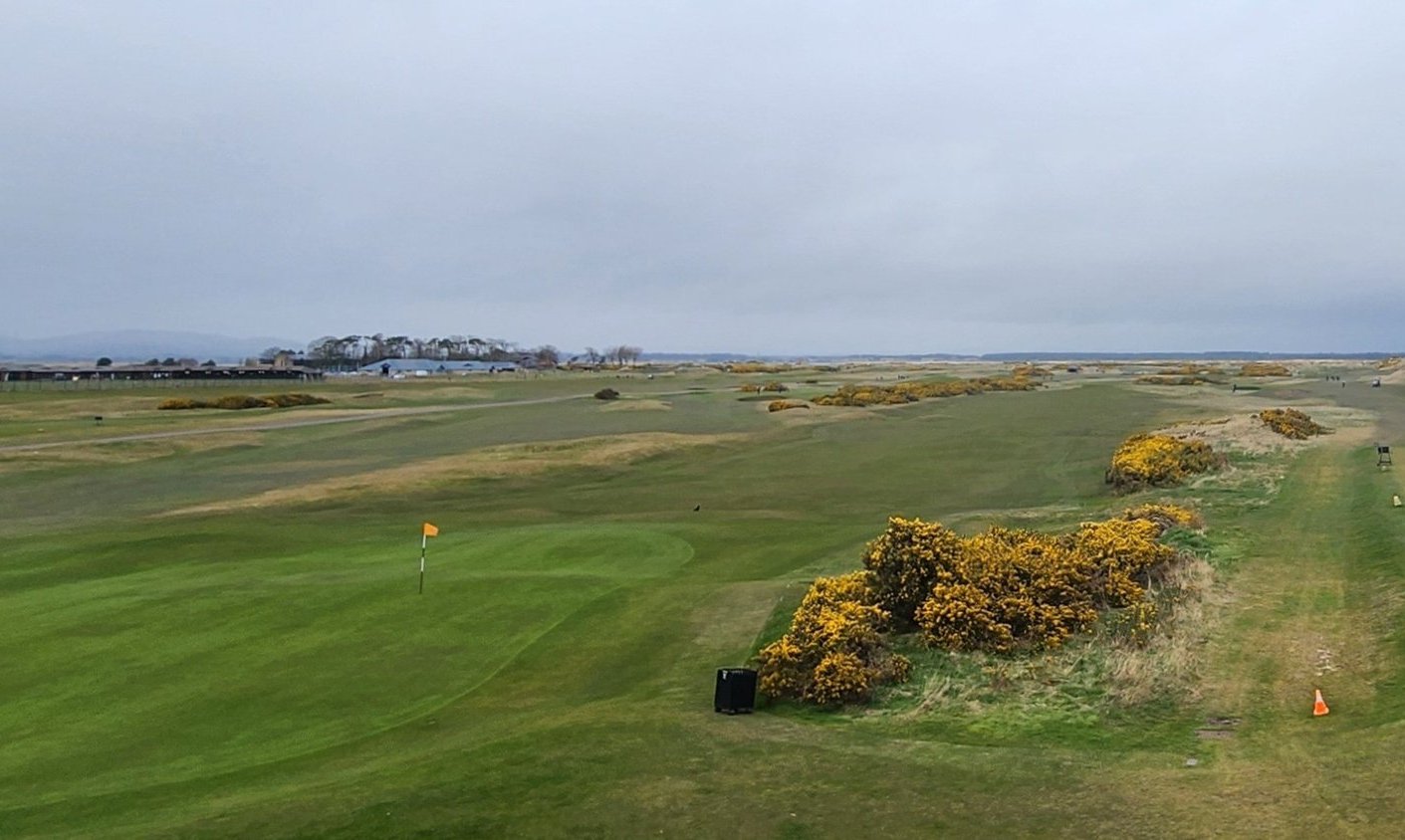 Original photo of St Andrews Links with the town behind