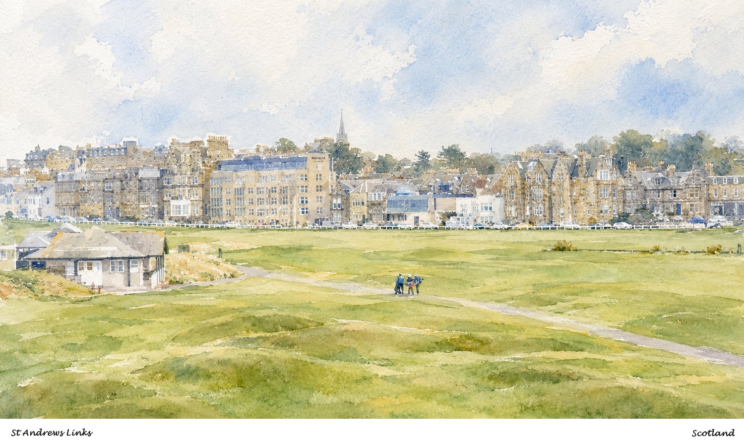 Watercolour artwork of St Andrews Links